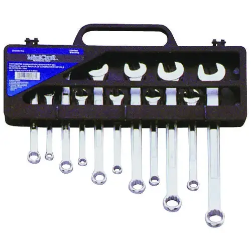 Wrench Set, 11-Piece, CRV, Chrome, Silver, Specifications: Drop Forged