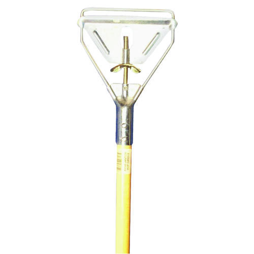 16089 Janitor Mop Stick, 54 in L, Wing Nut Screw Clamp, Lacquered Wood/Metal, Silver