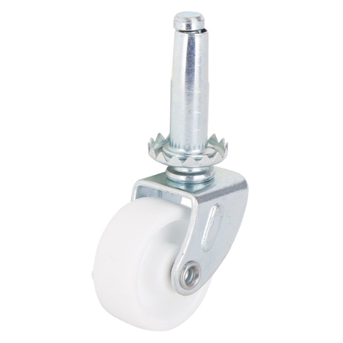 Swivel Caster, 1-1/4 in Dia Wheel, 1-1/4 in W Wheel, White, 40 lb, Steel Housing Material - pack of 4