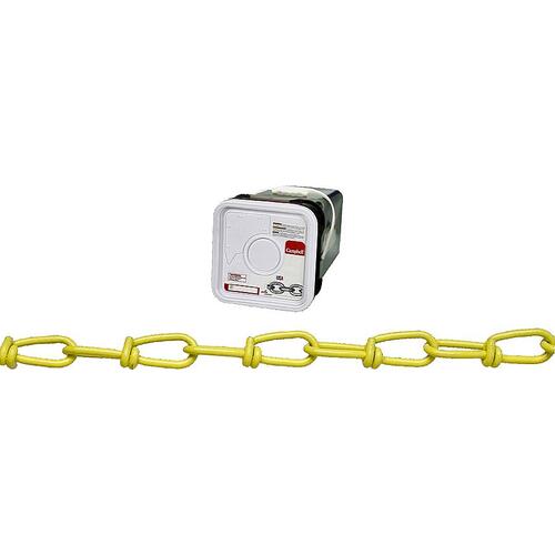 Campbell PD075-2496 Loop Chain, #2/0, 200 ft L, 255 lb Working Load, Low Carbon Steel, Yellow Poly-Coated