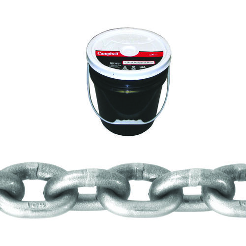 Campbell 018-1623 0181623 High-Test Chain, 3/8 in, 75 ft L, 5400 lb Working Load, 43 Grade, Carbon Steel, Zinc