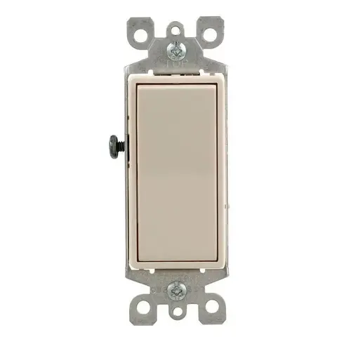 R59-05604-2TS Rocker Switch with Ground Screw, 15 A, 120/277 V, 4-Way, Lead Wire Terminal, Light Almond