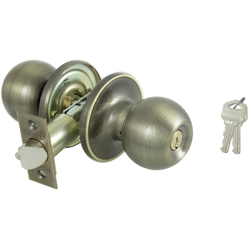 Entry Knob Lockset, T3 Tubular, Ant Brass - pack of 3