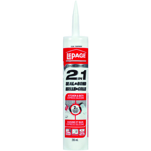 LePage 1380425 Bath and Kitchen Sealant, Clear, 5 to 49 deg C, 295 mL Cartridge