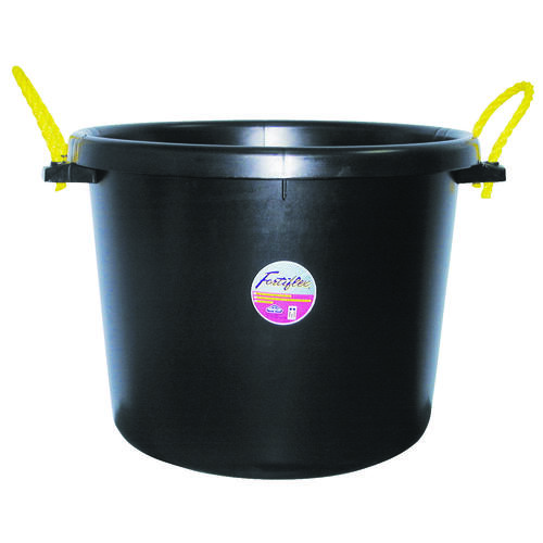 Barn Bucket, 70 qt Volume, Polyethylene/Rubber, Black