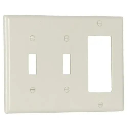 Combination Wallplate, 4-1/2 in L, 2-3/4 in W, Standard, 3 -Gang, Thermoset Light Almond