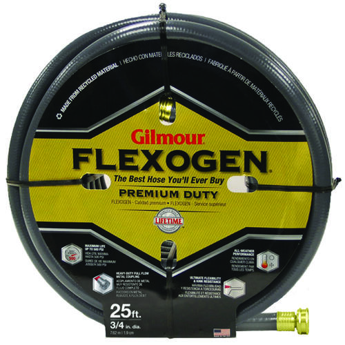 Flexogen Garden Hose, 3/4 in, 25 ft L, Metal/Rubber, Green