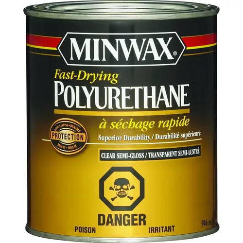 Fast-Drying Polyurethane, Semi-Gloss, Liquid, Clear, 946 mL