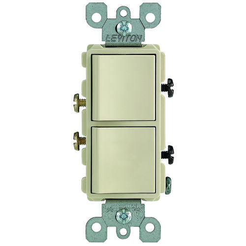 Combination Switch, 15 A, 120/277 V, SPST, Lead Wire Terminal, Thermoplastic Housing Material Ivory