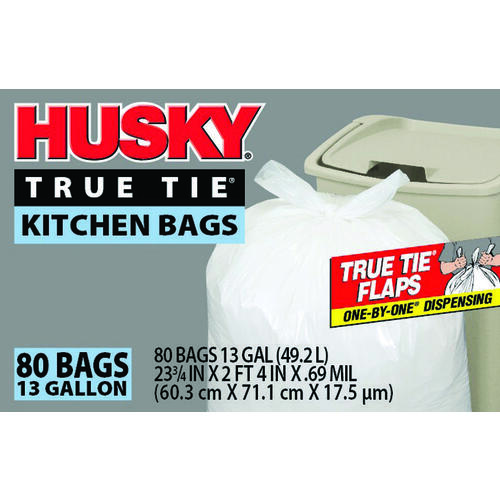 thumbnail image 2 of Husky 13 Gallon Tall Kitchen Trash Bags – White, 120 Count, Expandable Drawstring 2 of 5