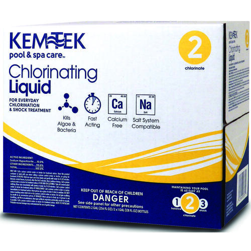 Kem-Tek 26009047341 Chlorinating Liquid, 1 gal, Liquid, Bleach, Chlorine, Light Yellow - pack of 2