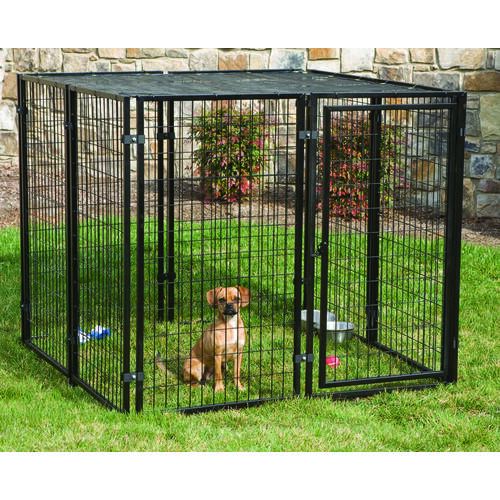 STEPHENS PIPE & STEEL LLC RSHBK11-11799 Dog Kennel with Sunblock Top, 5 ft OAL, 5 ft OAW, 4 ft OAH, Powder-Coated