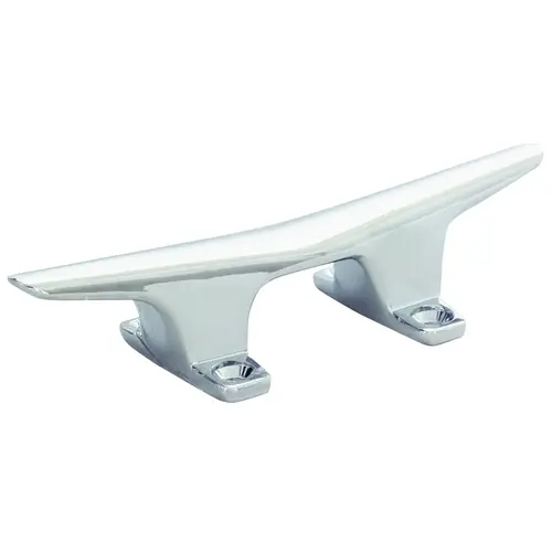Hollow Base Cleat, 6 in, Die-Cast Zamak, Perma-Plate Chrome