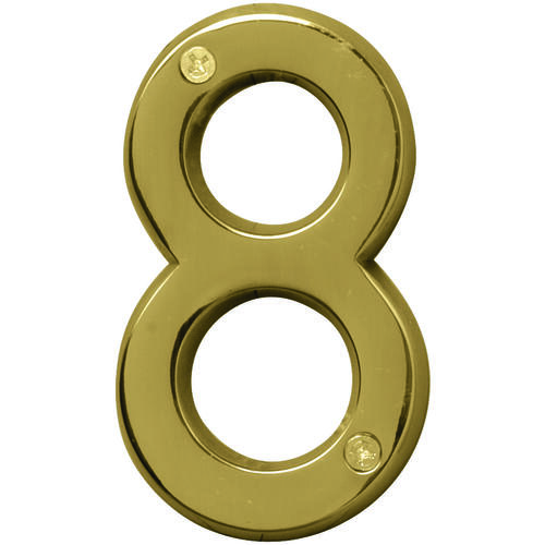 Prestige Series House Number, Character: 8, 4 in H Character, Brass Character, Solid Brass - pack of 3