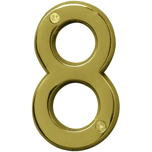 Prestige Series House Number, Character: 8, 4 in H Character, Brass Character, Solid Brass