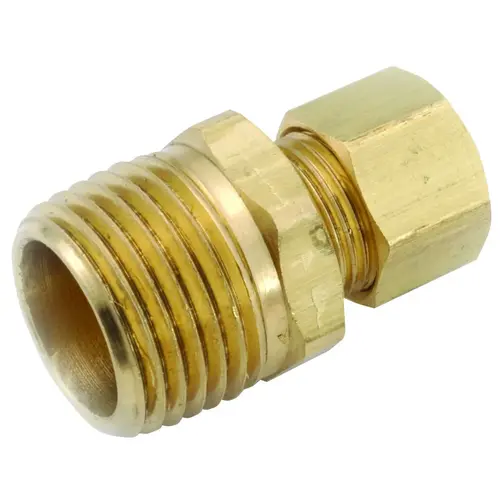 Pipe Connector, 1/2 x 3/4 in, Compression x MPT, Brass