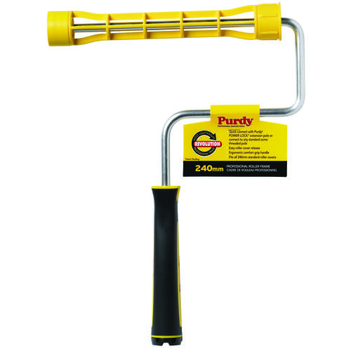 Purdy 144751240 Revolution Paint Roller Frame, 9-1/2 in L Roller, Comfort-Grip Handle, Black/Yellow Handle