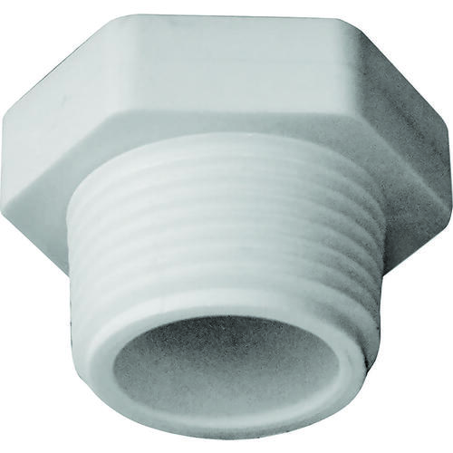 Lasco 450007BC Pipe Plug, 3/4 in, MPT, PVC, White, SCH 40 Schedule