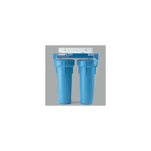 OMNIFilter Series OT32-S-S06 Filtration System, 400 gal Capacity, 0.5 gpm, 2-Stage, Blue/White
