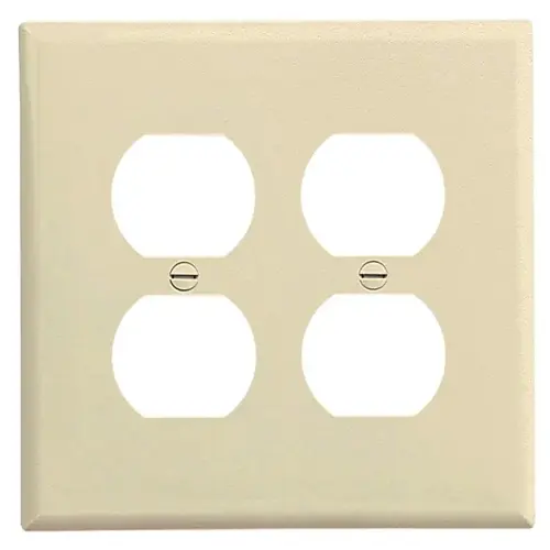 Receptacle Wallplate, 4.88 in L, 3.13 in W, Mid, 2 -Gang, Polycarbonate, Light Almond