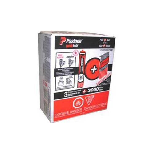 Paslode 3325FN Framing Fuel and Nail Combo Pack, 3-1/4 in L, Bright, Round Head, Smooth Shank - pack of 3000