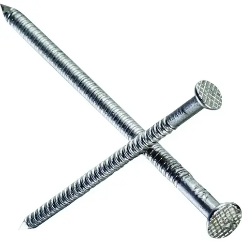 Deck Nail, 16D, 3-1/2 in L, 304 Stainless Steel, Bright, Full Round Head, Annular Ring Shank