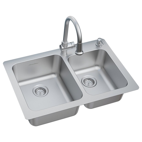 American Standard 18CR.332232C.075 Montvale Series Kitchen Sink Kit with Soap Dispenser, 33 in OAW, 9 in OAD, 22 in OAH