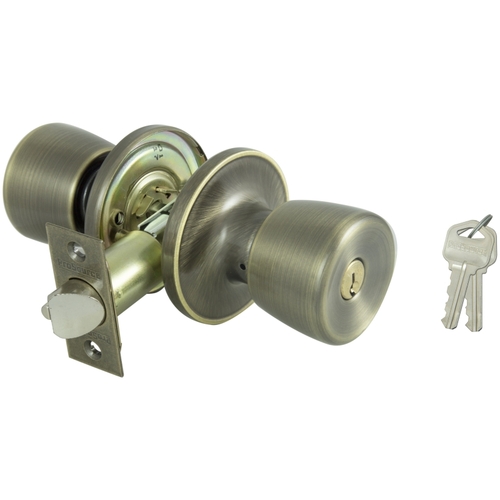 Entry Knob Lockset, TS Tubular, Ant Brass - pack of 3