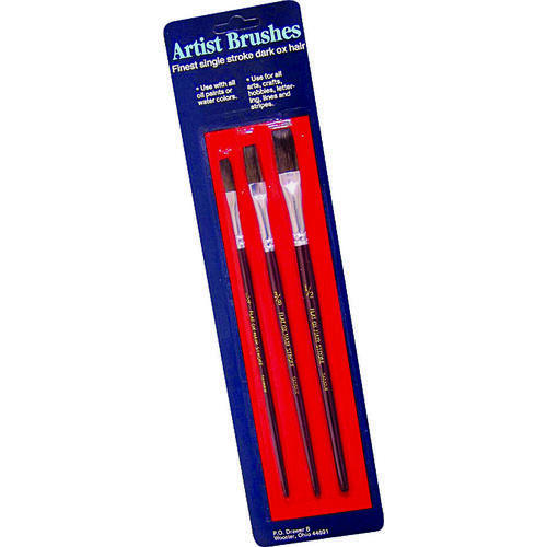 Artist Paint Brush Set, Plastic Handle, 7-3/4 in OAL