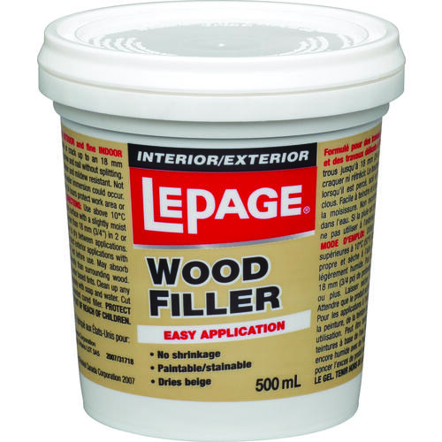 LePage 462073 Wood Filler, Solid, Tan, 500 mL Tub