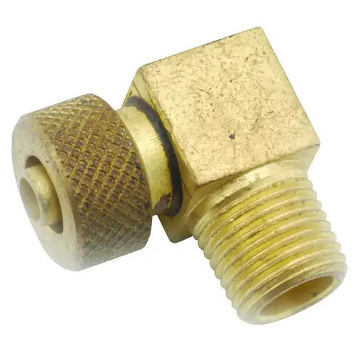 Tube Elbow, 1/4 x 1/8 in, 90 deg Angle, Brass, 400 psi Pressure