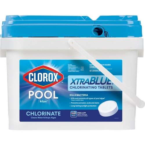 CLOROX 24225CLX POOL & Spa XtraBlue 23025CLX Chlorinating Tablet, Solid, Chlorine, 25 lb