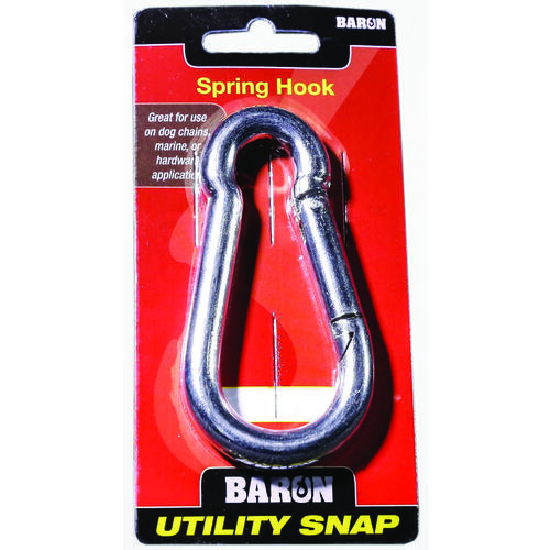 Spring Hook Snap Link, 600 lb Working Load, Steel, Nickel