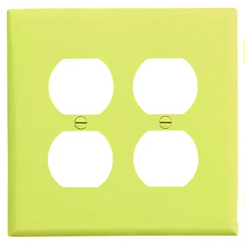 Outlet Wallplate, 6 in L, 5-1/4 in W, 2 -Gang, Polycarbonate, Ivory, High-Gloss, Screw Mounting