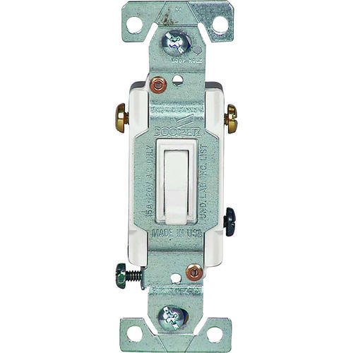 Toggle Switch, 15 A, 120 V, Polycarbonate Housing Material, White