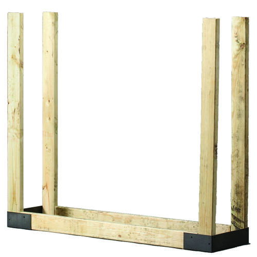 Adjustable Log Rack Bracket Kit, 14 in W, Steel Base, Powder-Coated, Black