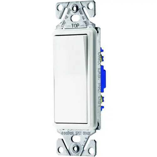 7500 Rocker Switch, 15 A, 120/277 V, 3-Way, Lead Wire Terminal, White