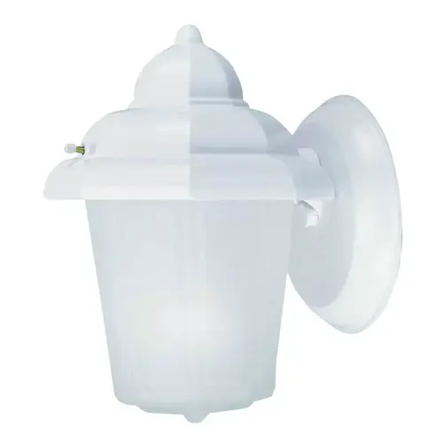 Outdoor Wall Lantern, 120 V, 60 W, A19 or CFL Lamp, Aluminum Fixture, White