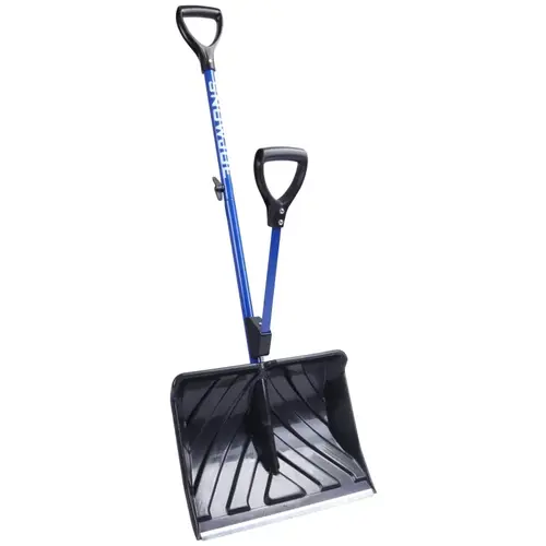 Strain-Reducing Snow Shovel, 18 in W Blade, 18 in L Blade, Polycarbonate Blade, 50 in OAL, Blue