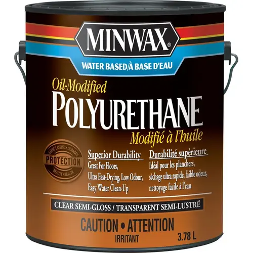 Oil-Modified Polyurethane, Semi-Gloss, Liquid, Clear, 3.78 L