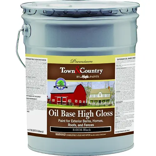 Barn and Fence Paint, High-Gloss, Black, 5 gal Pail