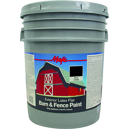 Barn & Fence Paint, Flat Latex, Black, 5 Gallons