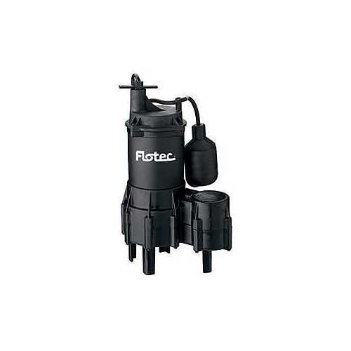 Flotec FPSE3200A-08 FPSE3200A Sewage Pump, 8.5 A, 115 V, 4/10 hp, 2 in Outlet, 18 ft Max Head, 5250 gph, Thermoplastic