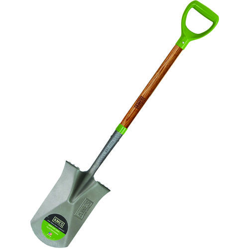 Garden Spade, 8-1/4 in W Blade, Steel Blade, Hardwood Handle, D-Shaped Handle, 24 in L Handle