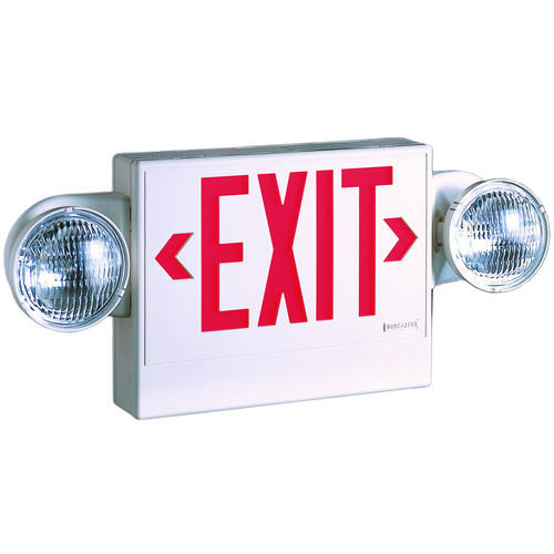 LPXC Series Emergency Light Exit Sign Combo, 19-3/4 in OAW, 7-1/2 in OAH, 120/277 V, 0.98 W, Red