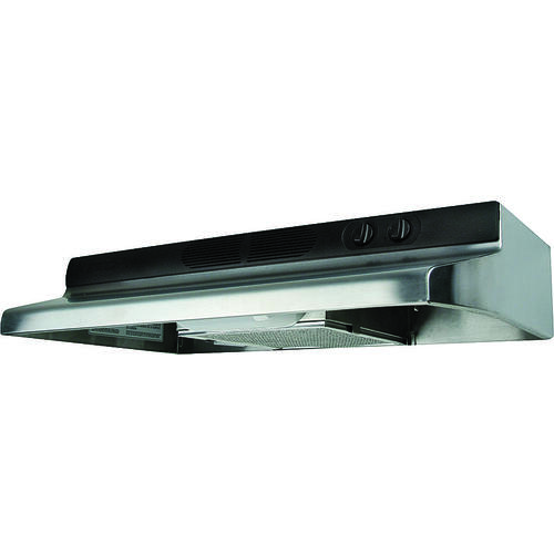 Quiet Zone QZ Series Range Hood, 200 cfm, 30 in W, 12 in D, 6 in H, Cold Rolled Steel