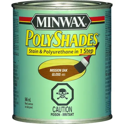 PolyShades Stain and Polyurethane, Gloss, Liquid, Mission Oak, 946 mL, Can