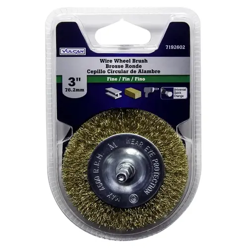 Wire Wheel Brush, 3 in Dia, 1/4 in Quick Change Shank in Arbor/Shank