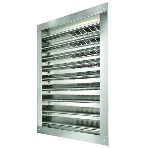 Master Flow DA1424 Dual Louver, 26-3/8 in L, 16-1/2 in W, Aluminum, Silver, Mill