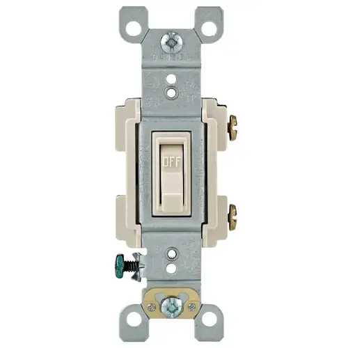 RS115-TCP Framed Toggle Switch, 15 A, 120 VAC, Push-In, Side Wire Terminal, Thermoplastic Housing Material Light Almond